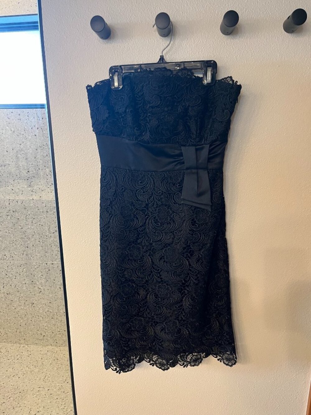 White House Black Market strapless lace black dress- size 2